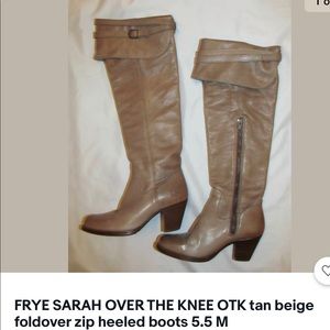 FRYE SARAH OTK cold cuff zip heeled tan boots 5.5